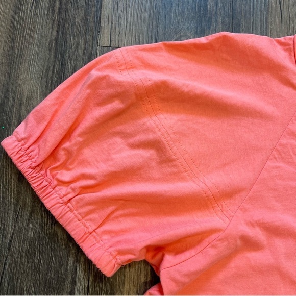 A.L.C Women’s Short Puffer Sleeve Crew Neck Tee Shirt Top Salmon Pink Cotton L - Picture 8 of 12